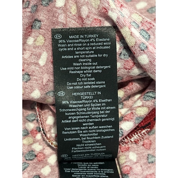 Hobbs London Hatty Jersey Dress Women’s 10 Red Multi Long Sleeve Button Ruched - Picture 16 of 16